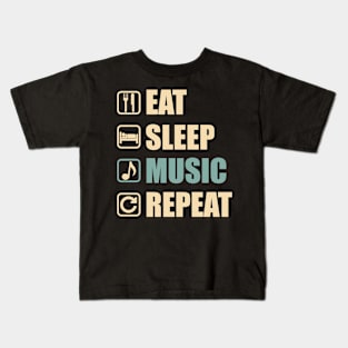 Eat Sleep Music Repeat - Funny Music Lovers Gift Kids T-Shirt